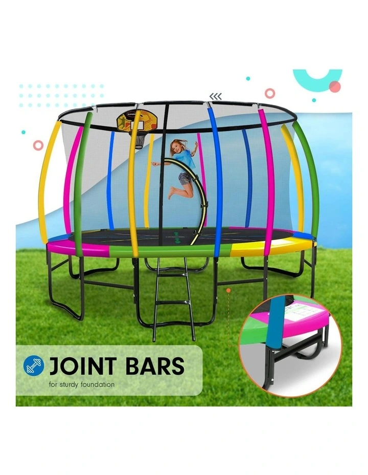 Kahuna Trampoline 12 ft with Basketball Set - Rainbow image 6