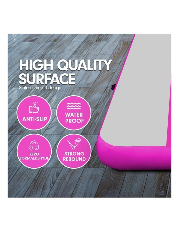 Airtrack 20cm Thick 8m x 1m Inflatable Gymnastics Tumbling Mat Air Track - Pink image 5