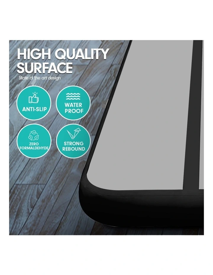 Airtrack 20cm Thick 4m x 1m Inflatable Gymnastics Tumbling Mat Air Track - Black image 3