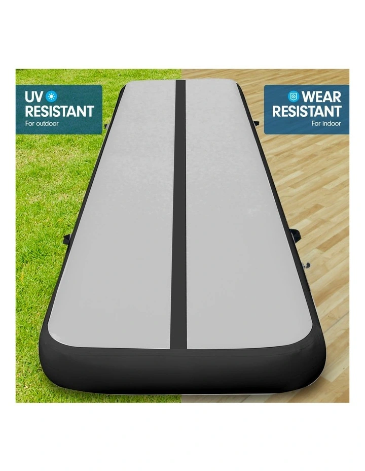 Airtrack 20cm Thick 4m x 1m Inflatable Gymnastics Tumbling Mat Air Track - Black image 5