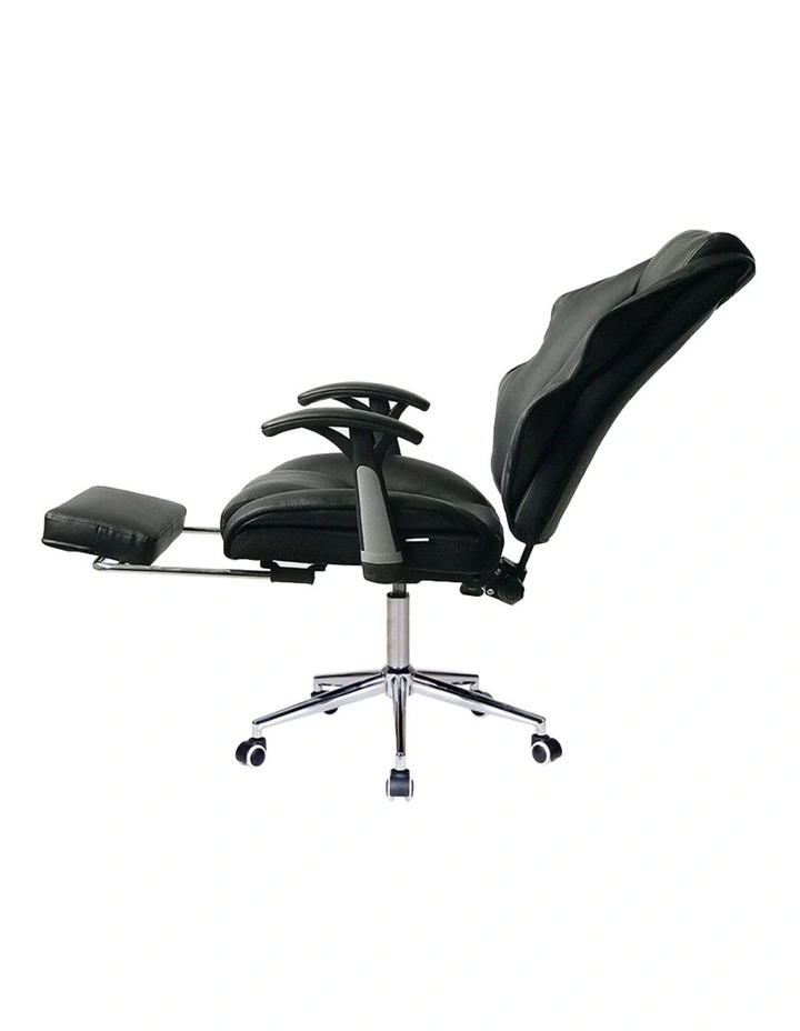 Faux Leather High Back Reclining Executive Office Chair w/ Stool Black image 4
