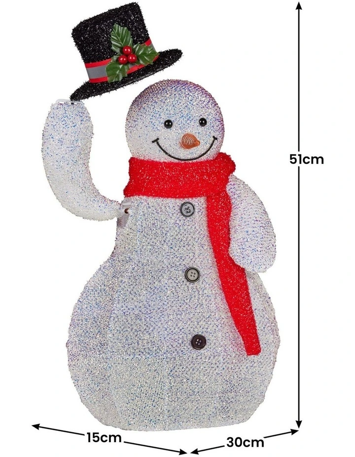 51cm Animated Snowman Christmas Display Multi-Colour LED Lights Xmas Decoration image 3
