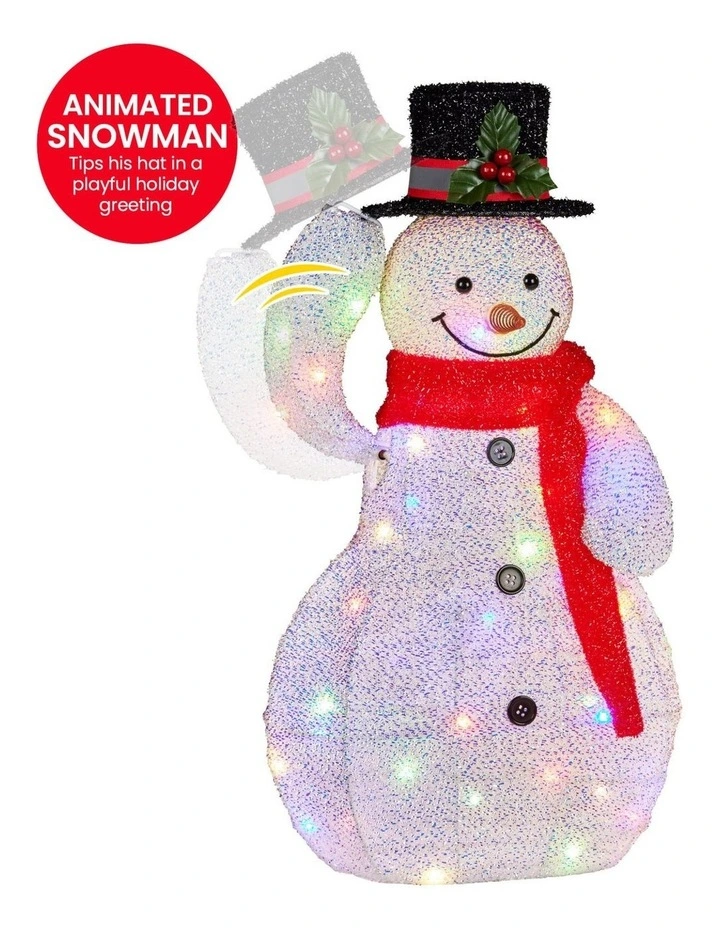51cm Animated Snowman Christmas Display Multi-Colour LED Lights Xmas Decoration image 4