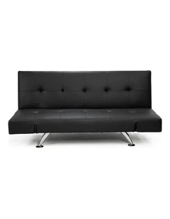 3 Seater Faux Leather Sofa Bed Lounge - Black