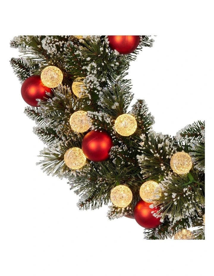 61cm Christmas Wreath Snowy Bristle with LED Lights Multicolour Front Door Decoration image 6