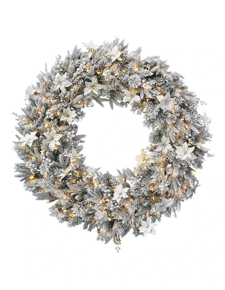 National Tree Company Frosted Colonial Pre-Lit Christmas Wreath - 122cm image 1