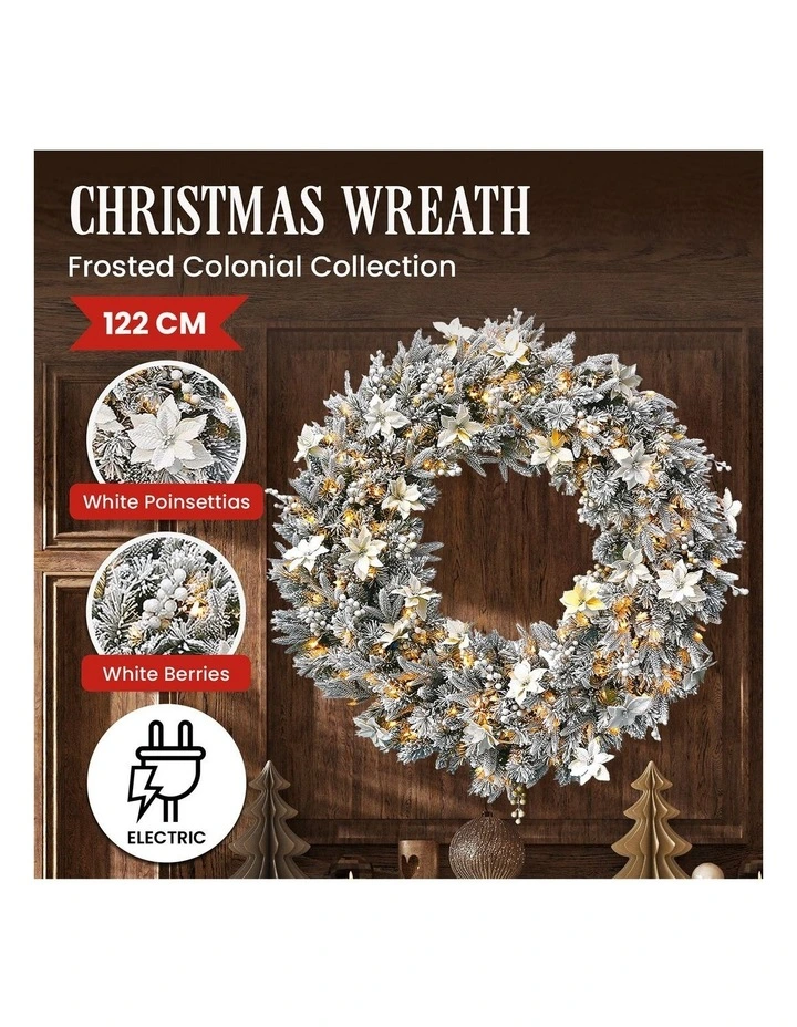 National Tree Company Frosted Colonial Pre-Lit Christmas Wreath - 122cm image 3