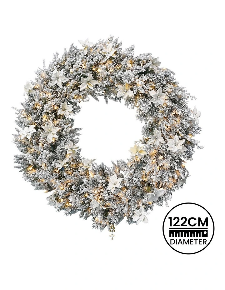 National Tree Company Frosted Colonial Pre-Lit Christmas Wreath - 122cm image 4