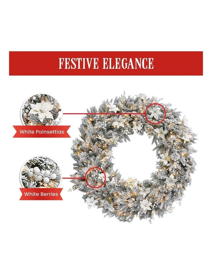 National Tree Company Frosted Colonial Pre-Lit Christmas Wreath - 122cm image 6