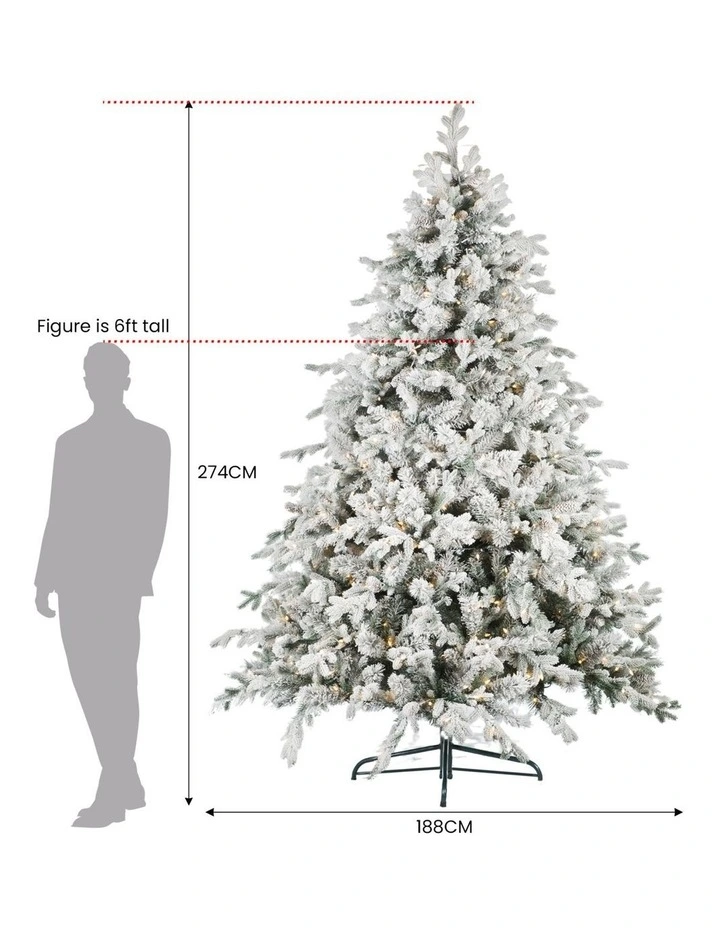 9ft Christmas Tree with Twinkle Lights- Snowy Dorchester image 2