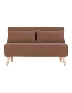 2-Seater Adjustable Sofa Bed Lounge Faux Linen - Brown