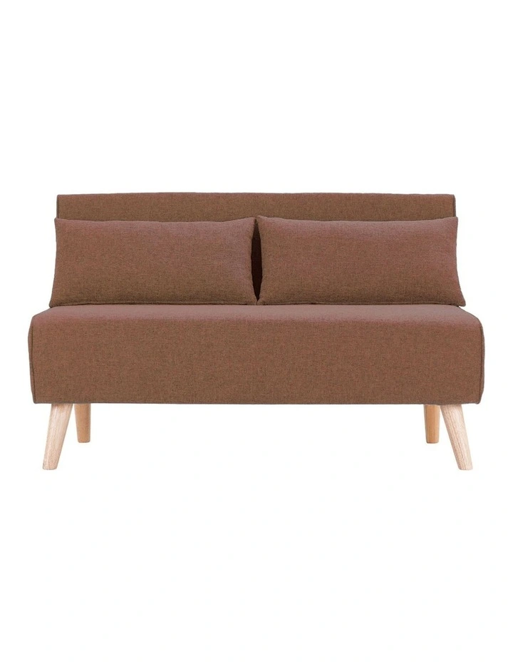 2-Seater Adjustable Sofa Bed Lounge Faux Linen - Brown image 1
