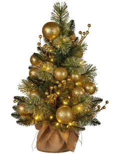 61cm Battery-Operated Christmas Tree Warm Lights LED Table Top Gold