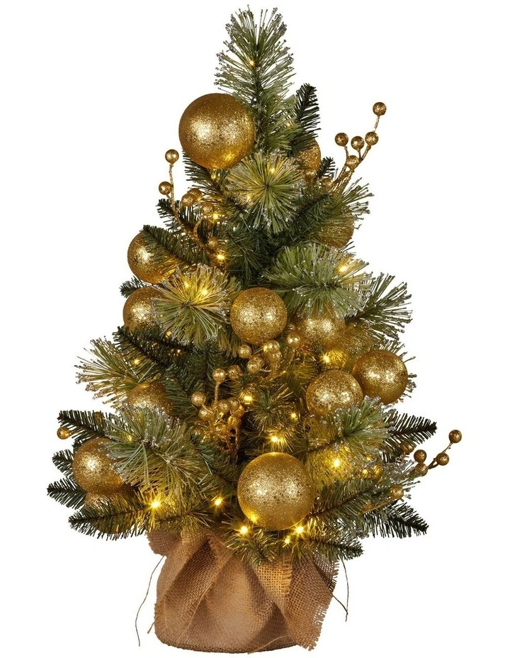 61cm Battery-Operated Christmas Tree Warm Lights LED Table Top Gold image 1