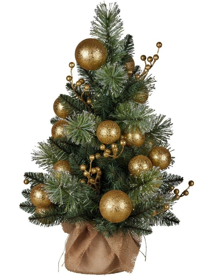 61cm Battery-Operated Christmas Tree Warm Lights LED Table Top Gold image 2