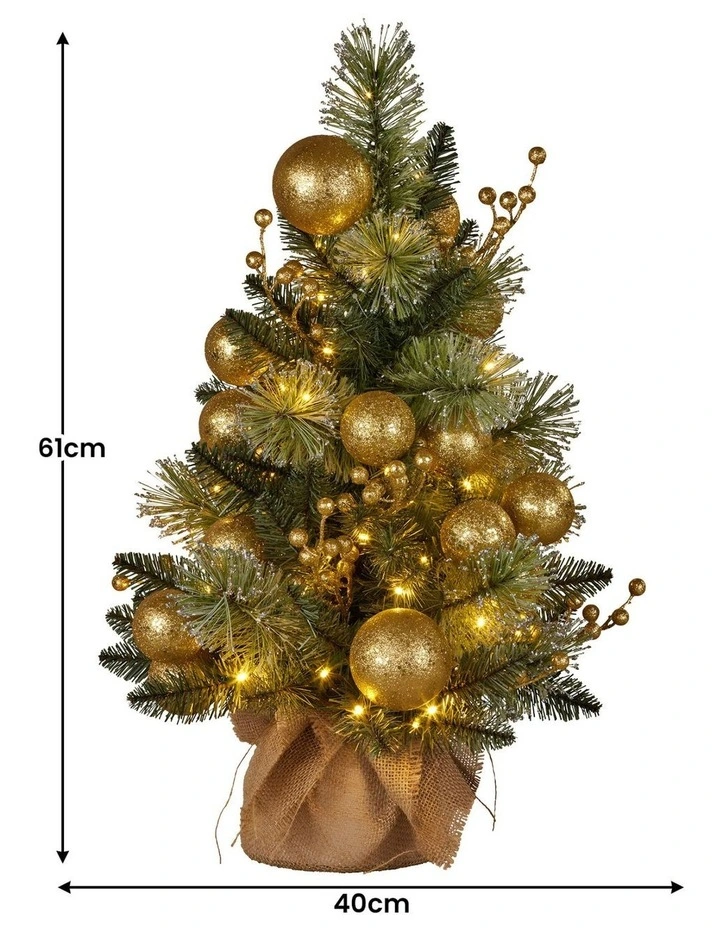 61cm Battery-Operated Christmas Tree Warm Lights LED Table Top Gold image 4