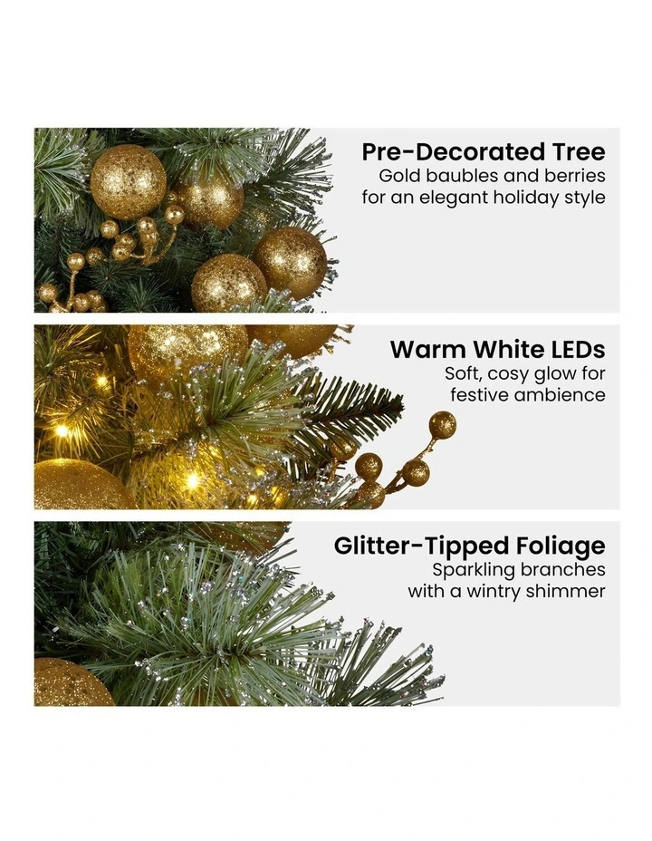 61cm Battery-Operated Christmas Tree Warm Lights LED Table Top Gold image 5
