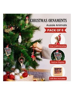 Box of 6 Assorted Aussie Animals Christmas Tree Decorations