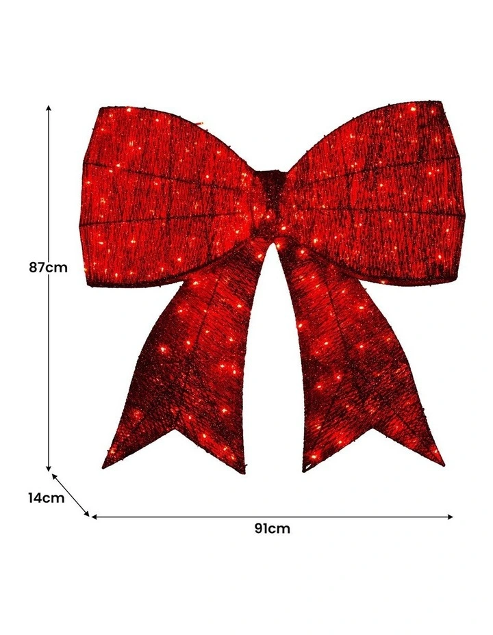 Christmas Display Bow 91cm with LED and Twinkle Lights 5 Functions Decoration Ornament image 3