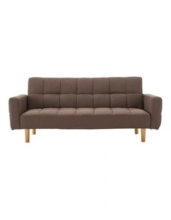 3-Seater Fabric Sofa Bed Futon - Brown