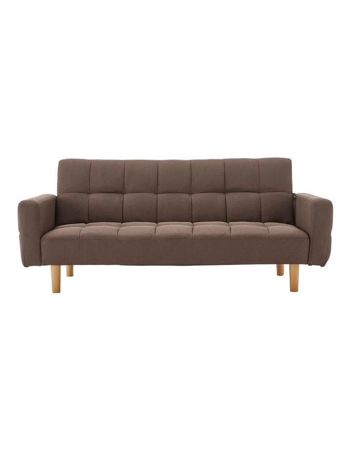 3-Seater Fabric Sofa Bed Futon - Brown image 1
