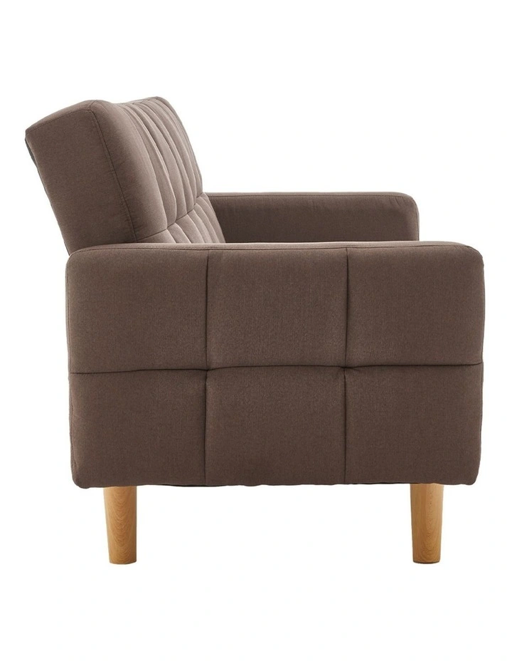 3-Seater Fabric Sofa Bed Futon - Brown image 2