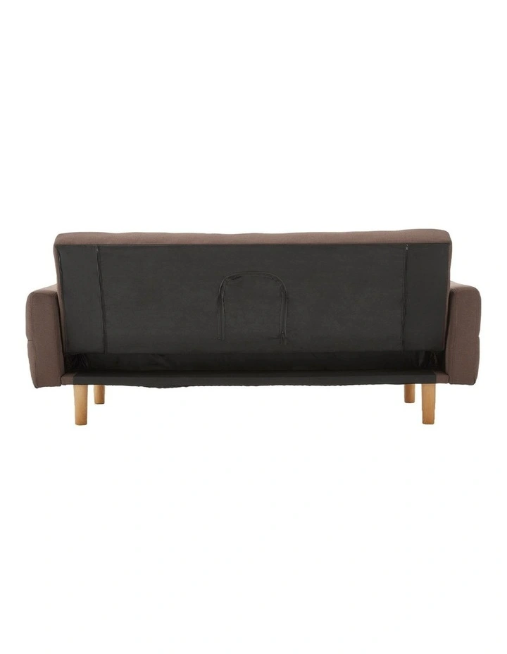 3-Seater Fabric Sofa Bed Futon - Brown image 4