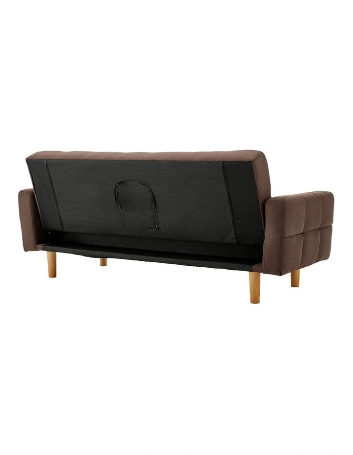 3-Seater Fabric Sofa Bed Futon - Brown image 5