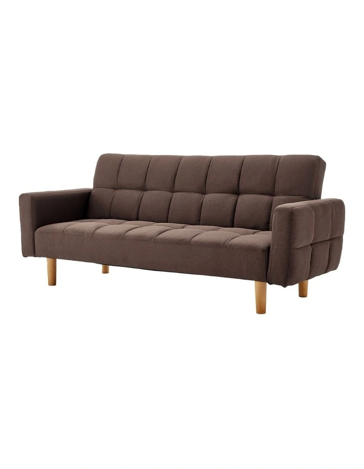 3-Seater Fabric Sofa Bed Futon - Brown image 6