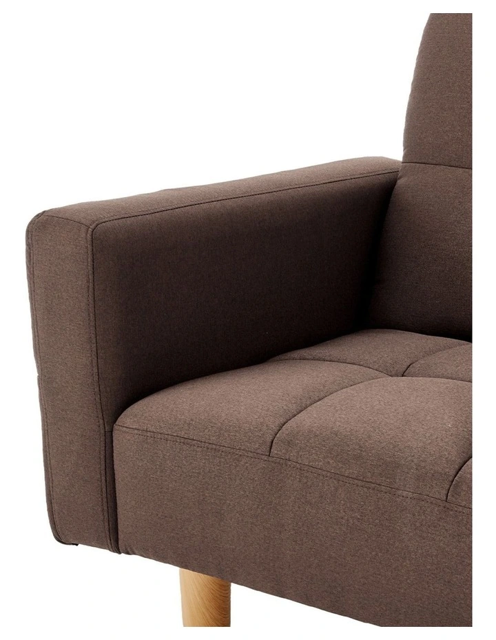 3-Seater Fabric Sofa Bed Futon - Brown image 7