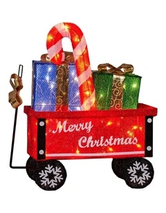 Christabelle Christmas Cart Display Candy Cane Presents LED Lights Indoor Outdoor Front Yard