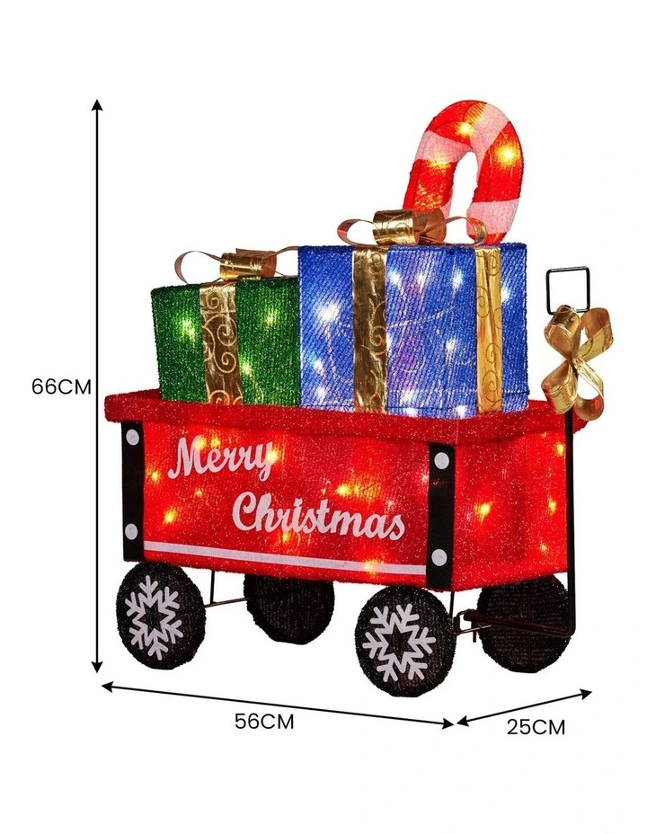 Christabelle Christmas Cart Display Candy Cane Presents LED Lights Indoor Outdoor Front Yard image 3