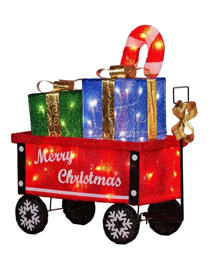 Christabelle Christmas Cart Display Candy Cane Presents LED Lights Indoor Outdoor Front Yard image 4