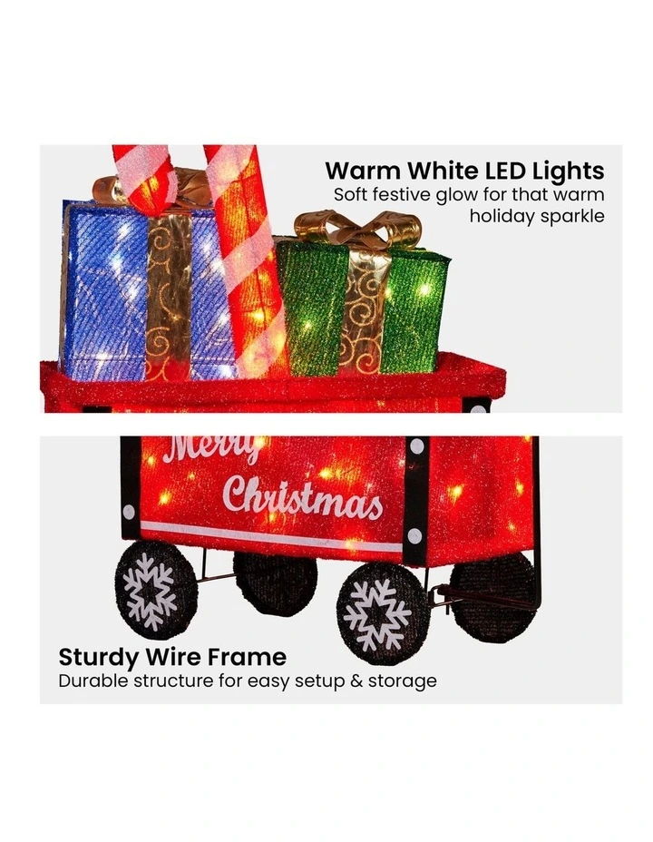 Christabelle Christmas Cart Display Candy Cane Presents LED Lights Indoor Outdoor Front Yard image 5