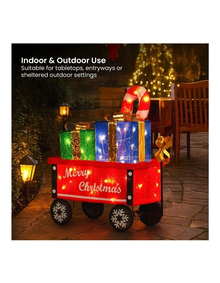 Christabelle Christmas Cart Display Candy Cane Presents LED Lights Indoor Outdoor Front Yard image 6