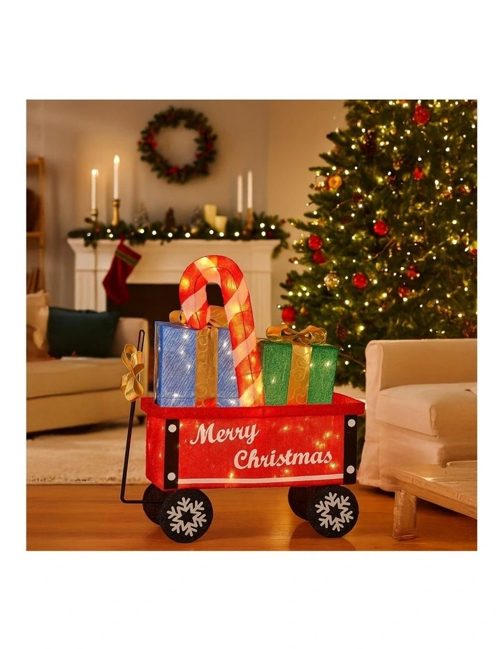 Christabelle Christmas Cart Display Candy Cane Presents LED Lights Indoor Outdoor Front Yard image 7