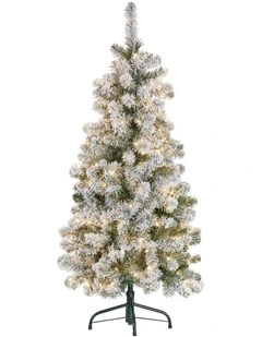 4.5ft - (137cm) Snowy Slimline Christmas Tree with LED Lights