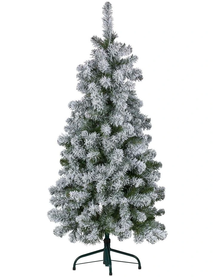 4.5ft - (137cm) Snowy Slimline Christmas Tree with LED Lights image 2