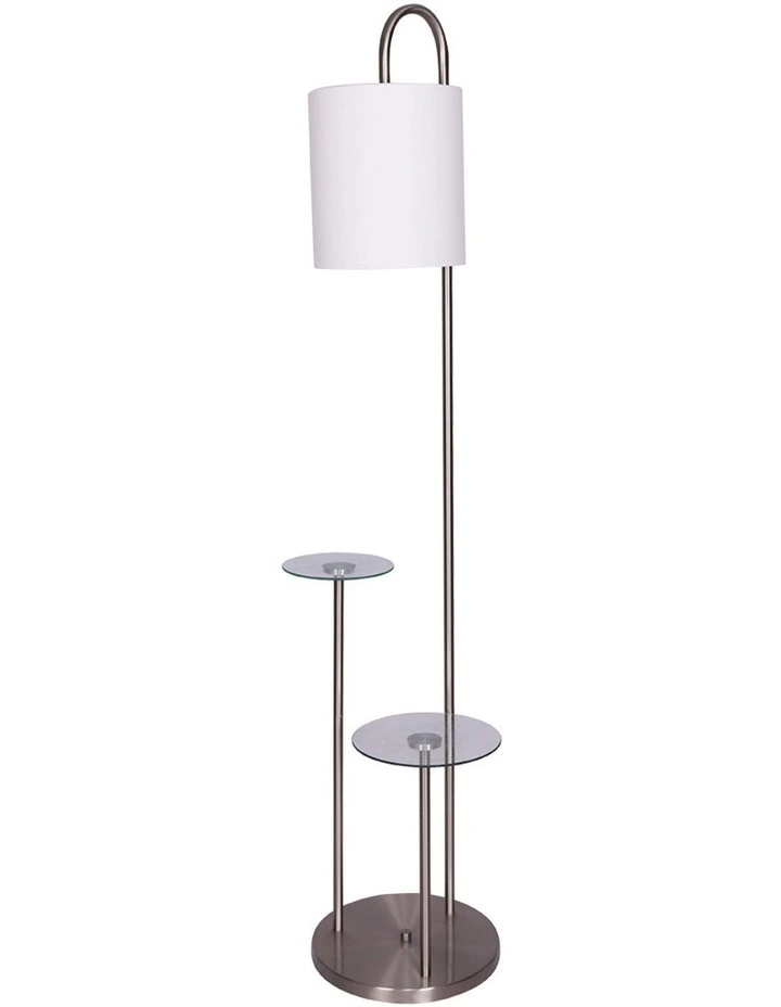 Metal Floor Lamp with Glass Shelves image 1