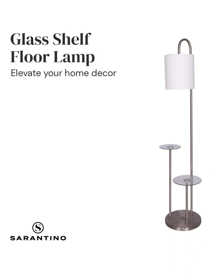 Metal Floor Lamp with Glass Shelves image 5
