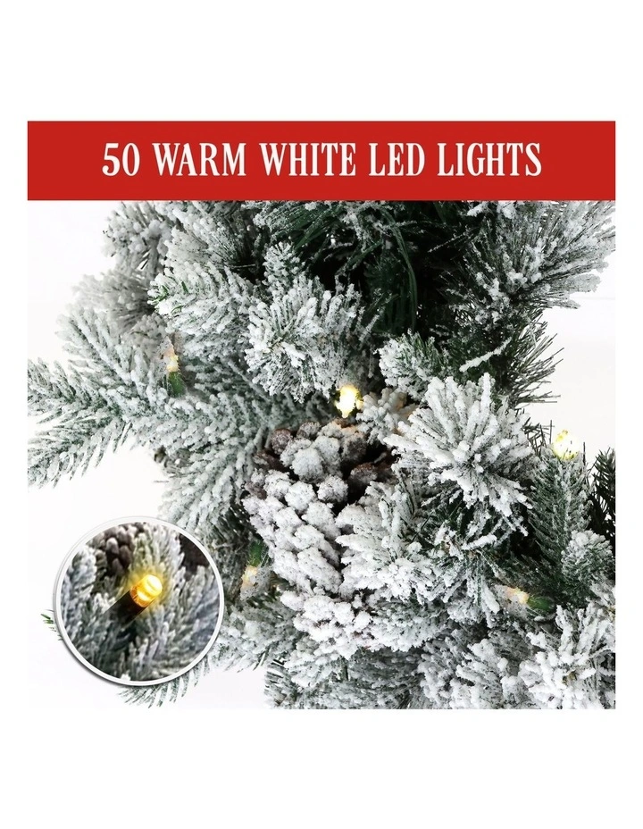 Christabelle 61cm Snowy Christmas Wreath with LED Lights Dorchester Pine Cones Front Door image 4