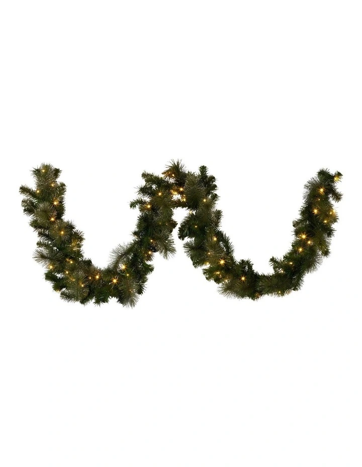 2.7m Christmas Garland with LED Lights Glittery Gold Pine Mantle Decoration Ornament image 5