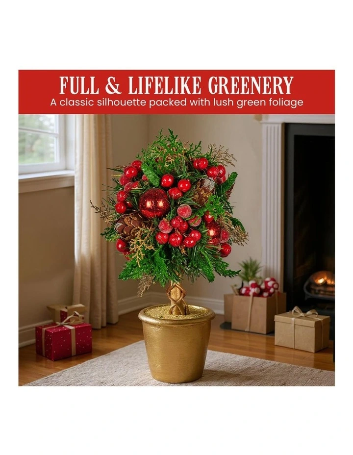 36cm Christmas Tabletop Topiary with Berries Baubles & Pine Cones image 5