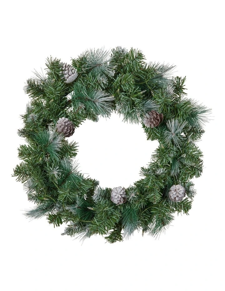 61cm Christmas Wreath Bayville Pine with LED Lights Front Door Decoration Ornament image 2