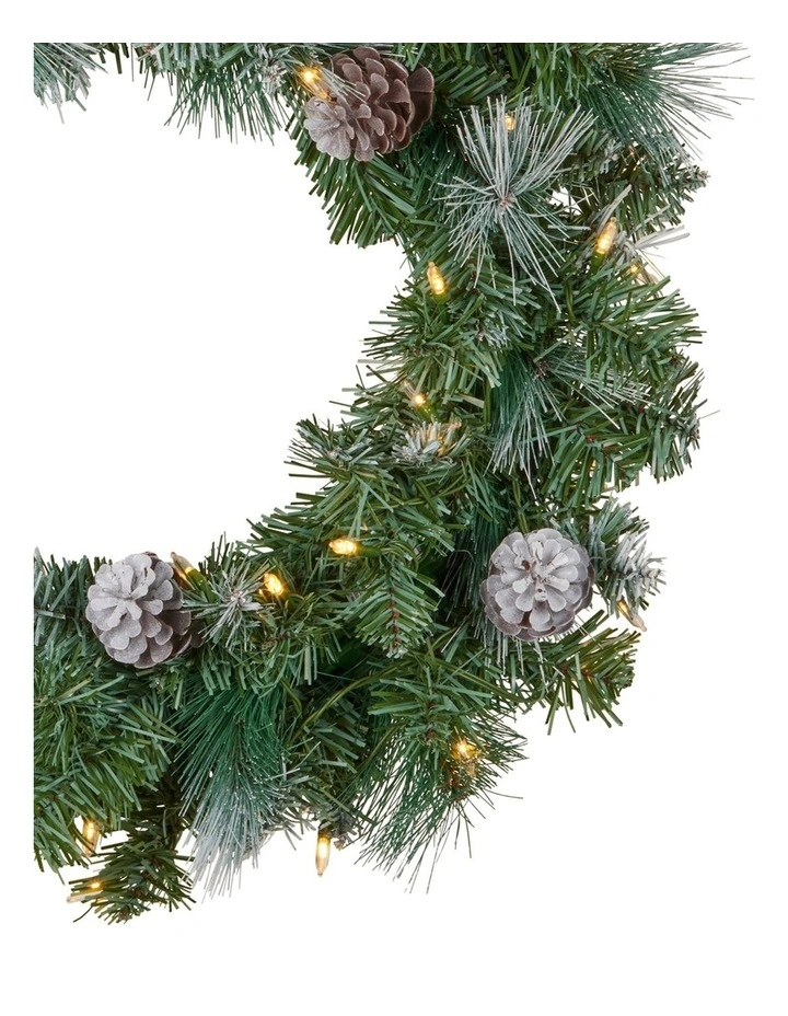 61cm Christmas Wreath Bayville Pine with LED Lights Front Door Decoration Ornament image 4
