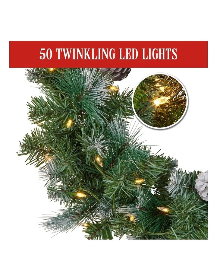 61cm Christmas Wreath Bayville Pine with LED Lights Front Door Decoration Ornament image 5