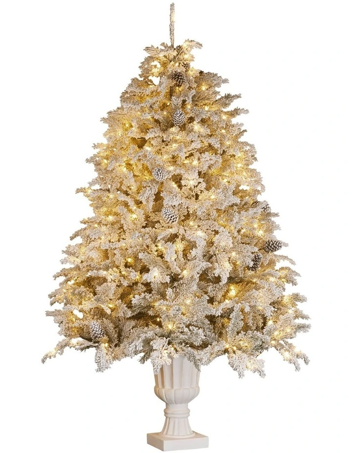 2.3m Christmas Tree Potted Alpine Fir with Pre Lit Multi-Colour LED Lights image 1