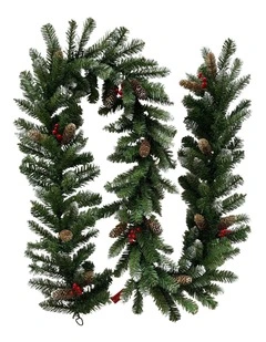 2.7m Christmas Garland with Pine Cones & Berries Pine Tree Decoration Ornament