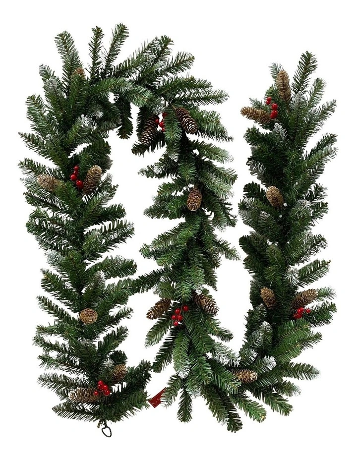 2.7m Christmas Garland with Pine Cones & Berries Pine Tree Decoration Ornament image 1