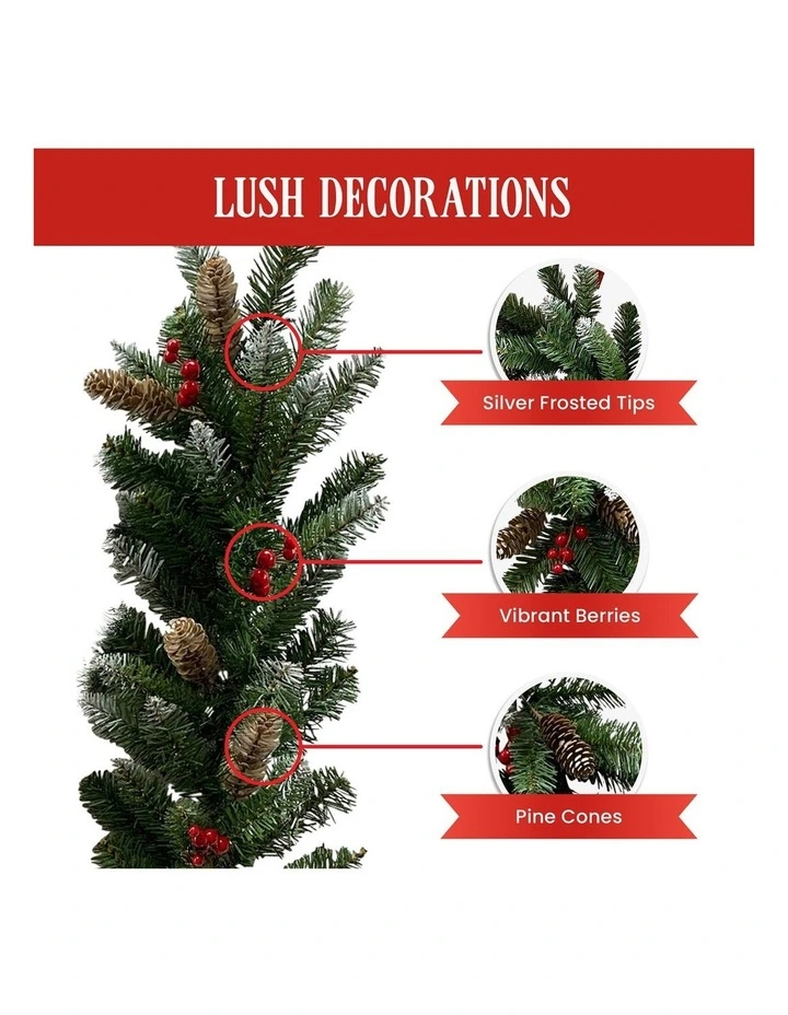 2.7m Christmas Garland with Pine Cones & Berries Pine Tree Decoration Ornament image 4